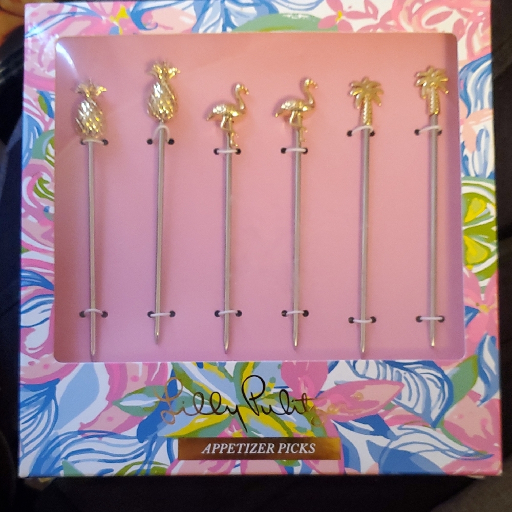 Lilly Pulitzer Gold Tropical Appetizer Picks